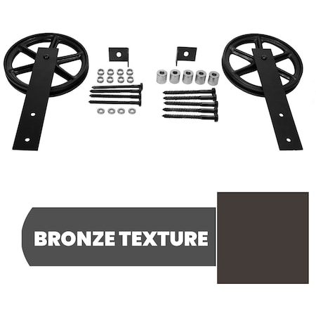 Ekena Millwork Exterior Dummy Roller Single-Panel Hardware Set w/ 2 Fixed Wagon Wheel Hangers (track not included) GB6004EHWBZ